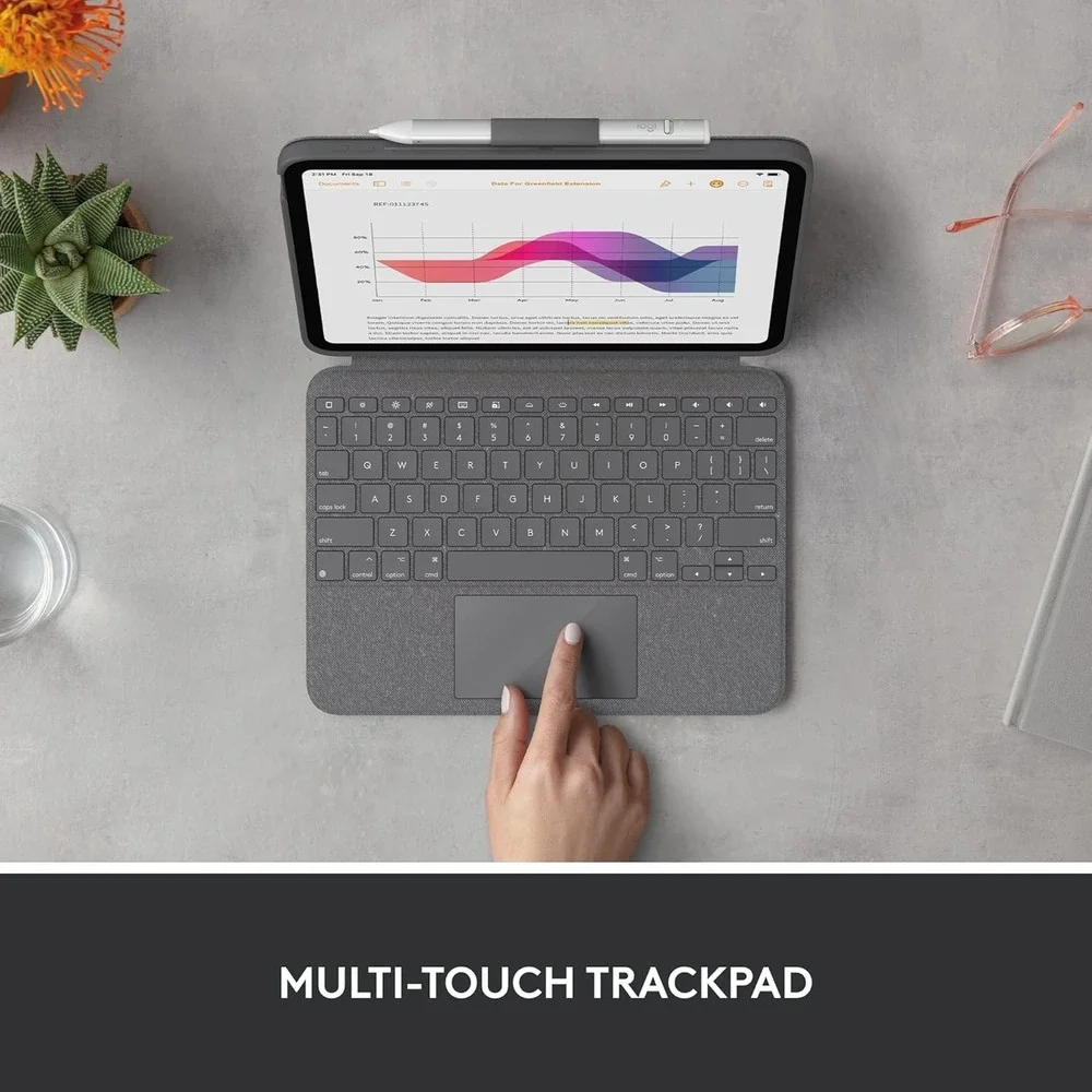 Logitech Combo Touch iPad 10th Gen Keyboard Case Backlit Trackpad Oxford Gray